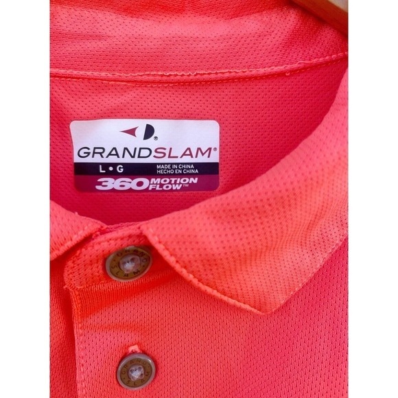 Grand Slam Polo Shirt Mens L 360 Motion Flow Golf Gear Orange Breathable Hiking - Picture 3 of 7